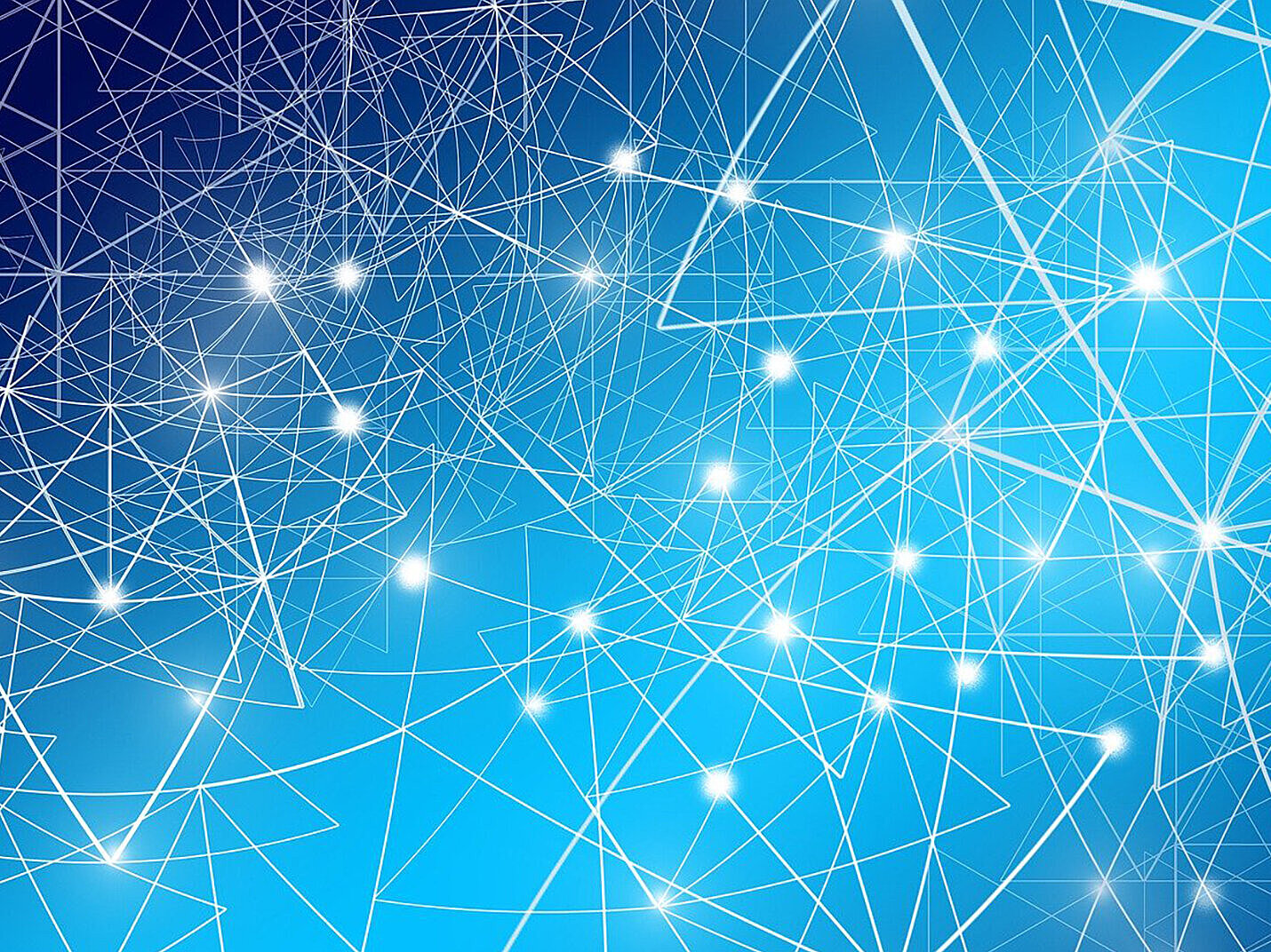Netzwerk - Vernetzung - dargestellt in technischen Verbindungen auf blauem Hintergrund