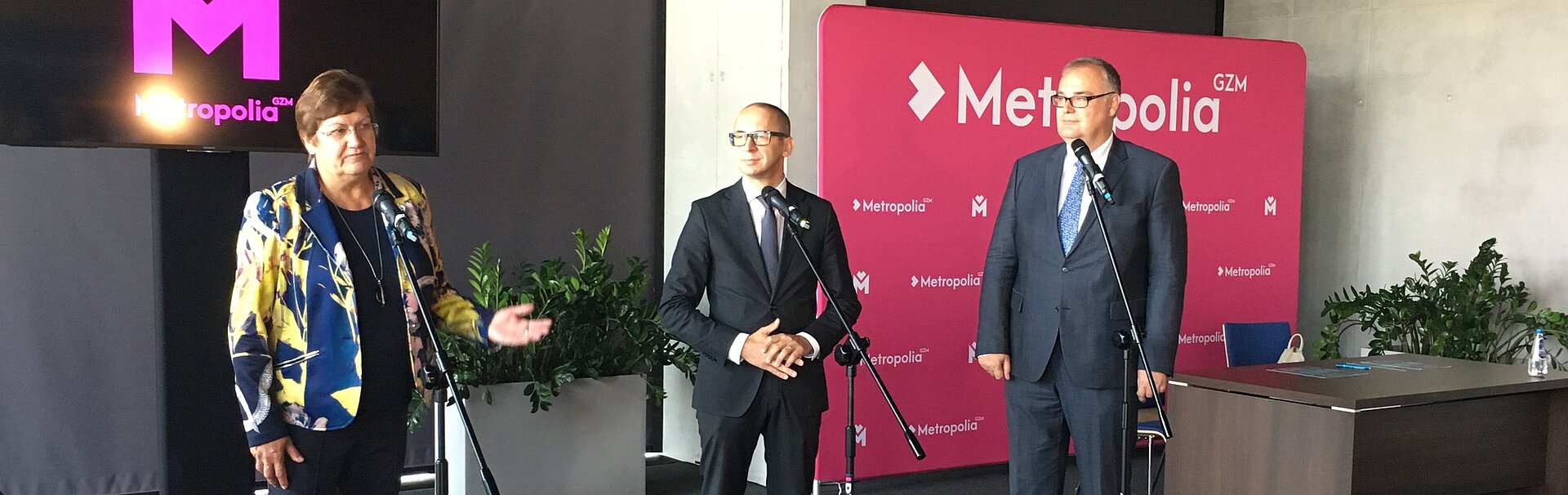 Joint press conference of Karola Geiß-Netthöfel (Regional Director, RVR) and Kazimierz Karolczak (Chair of the Management Board, GZM) in Katowice, photo: GZM / Witold Trólka