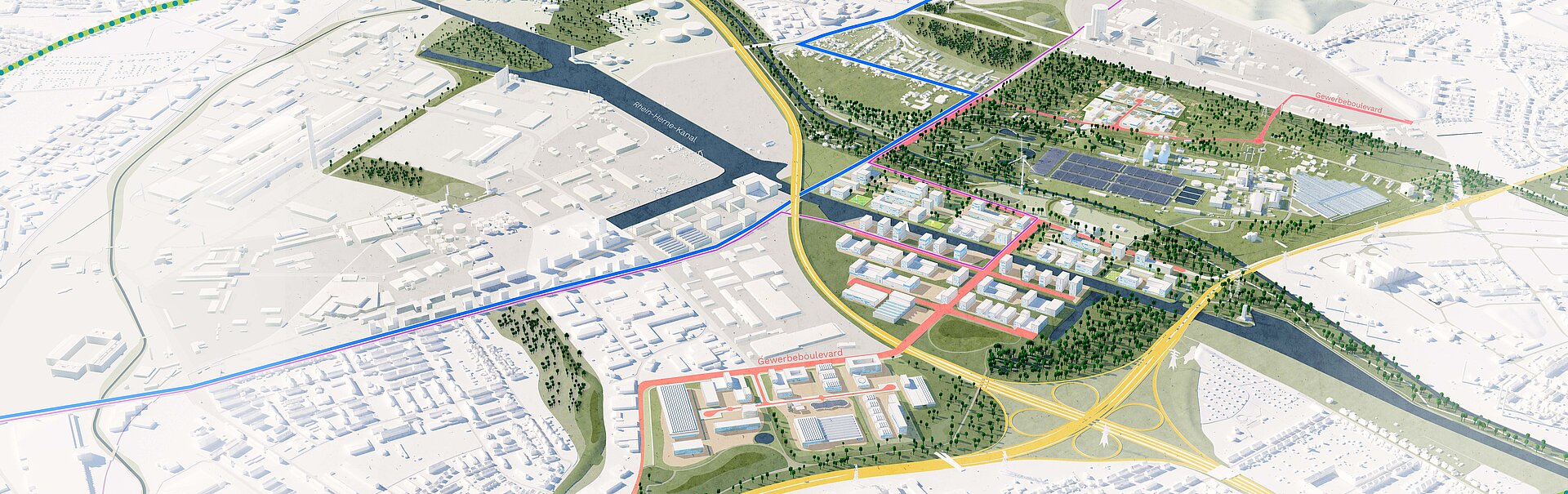 Architekturplan der Freiheit Emscher in Bottrop und Essen